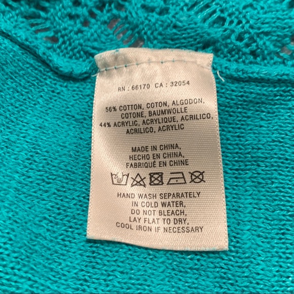 Anthropologie Sparrow Crochet Turquoise Sweater M - Picture 6 of 7